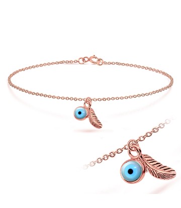 Feather with Eye Shaped Anklet ANK-208n-RO-GP